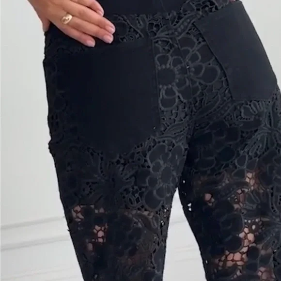 The Noli Shop Black Lace Floral Pants size 30 - Picture 4 of 16